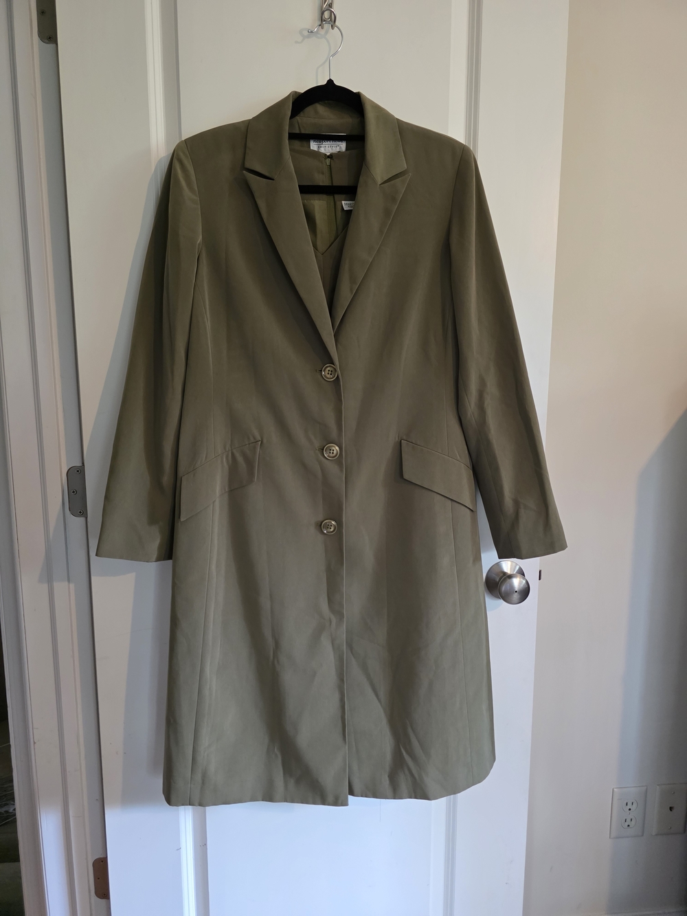 Vintage Newport News Midi Dress And Jacket Chartreuse Olive Green Business Work